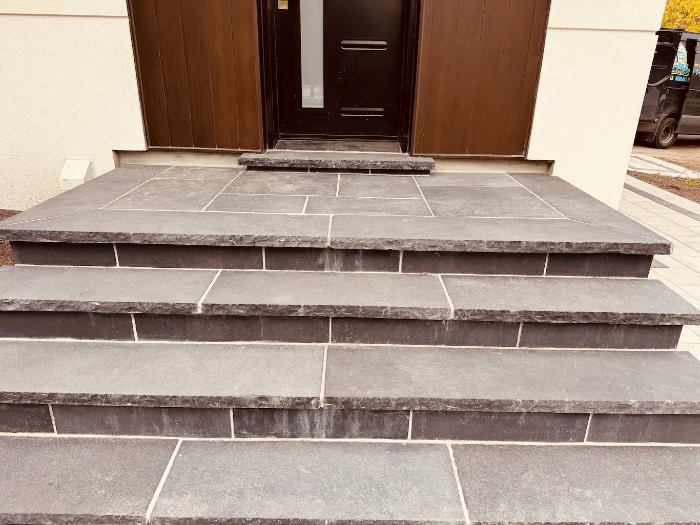 home stairs before natural stone sealing